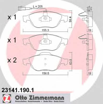 Otto Zimmermann 23141.190.1 Brake Pad Set, disc brake 231411901: Buy near me in Poland at 2407.PL - Good price!