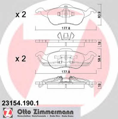 Otto Zimmermann 23154.190.1 Тормозные колодки дисковые, комплект 231541901: Отличная цена - Купить в Польше на 2407.PL!