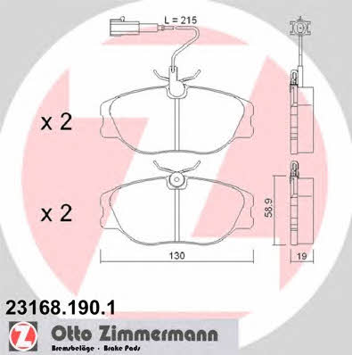 Otto Zimmermann 23168.190.1 Тормозные колодки дисковые, комплект 231681901: Отличная цена - Купить в Польше на 2407.PL!