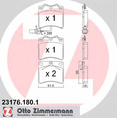 Otto Zimmermann 23176.180.1 Тормозные колодки дисковые, комплект 231761801: Отличная цена - Купить в Польше на 2407.PL!