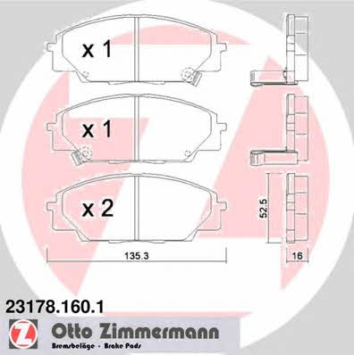 Otto Zimmermann 23178.160.1 Brake Pad Set, disc brake 231781601: Buy near me in Poland at 2407.PL - Good price!