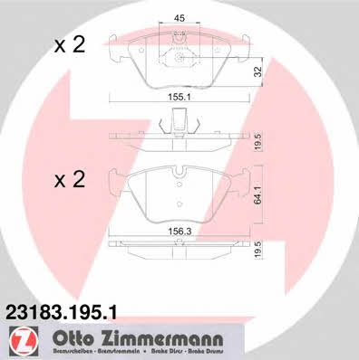 Otto Zimmermann 23183.195.1 Brake Pad Set, disc brake 231831951: Buy near me in Poland at 2407.PL - Good price!