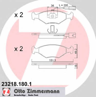 Otto Zimmermann 23218.180.1 Brake Pad Set, disc brake 232181801: Buy near me in Poland at 2407.PL - Good price!