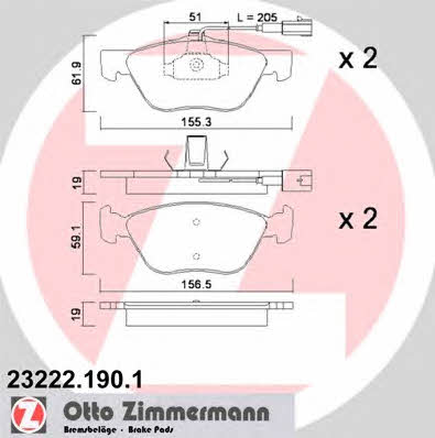 Otto Zimmermann 23222.190.1 Brake Pad Set, disc brake 232221901: Buy near me in Poland at 2407.PL - Good price!