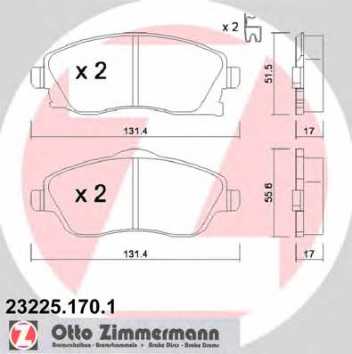 Otto Zimmermann 23225.170.1 Brake Pad Set, disc brake 232251701: Buy near me at 2407.PL in Poland at an Affordable price!