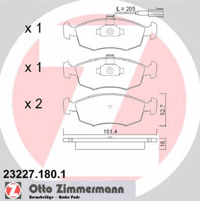Otto Zimmermann 23227.180.1 Тормозные колодки дисковые, комплект 232271801: Отличная цена - Купить в Польше на 2407.PL!