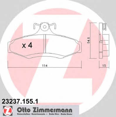 Otto Zimmermann 23237.155.1 Гальмівні колодки, комплект 232371551: Приваблива ціна - Купити у Польщі на 2407.PL!