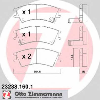 Otto Zimmermann 23238.160.1 Тормозные колодки дисковые, комплект 232381601: Отличная цена - Купить в Польше на 2407.PL!