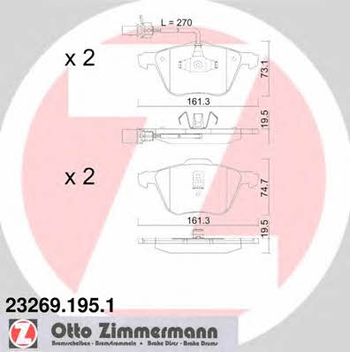 Otto Zimmermann 23269.195.1 Scheibenbremsbeläge, Set 232691951: Kaufen Sie zu einem guten Preis in Polen bei 2407.PL!