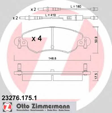 Otto Zimmermann 23276.175.1 Тормозные колодки дисковые, комплект 232761751: Отличная цена - Купить в Польше на 2407.PL!