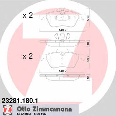 Otto Zimmermann 23281.180.1 Brake Pad Set, disc brake 232811801: Buy near me in Poland at 2407.PL - Good price!