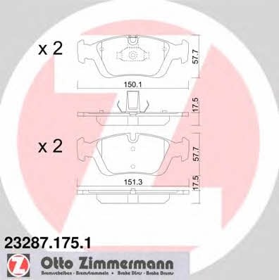 Otto Zimmermann 23287.175.1 Гальмівні колодки, комплект 232871751: Приваблива ціна - Купити у Польщі на 2407.PL!