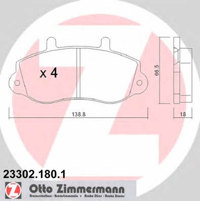 Otto Zimmermann 23302.180.1 Тормозные колодки дисковые, комплект 233021801: Отличная цена - Купить в Польше на 2407.PL!