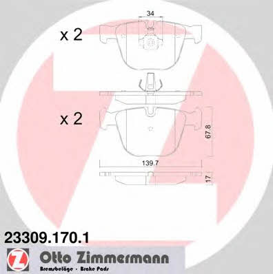Otto Zimmermann 23309.170.1 Brake Pad Set, disc brake 233091701: Buy near me in Poland at 2407.PL - Good price!
