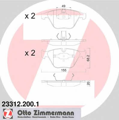 Otto Zimmermann 23312.200.1 Тормозные колодки дисковые, комплект 233122001: Отличная цена - Купить в Польше на 2407.PL!