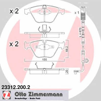 Otto Zimmermann 23312.200.2 Тормозные колодки дисковые, комплект 233122002: Отличная цена - Купить в Польше на 2407.PL!