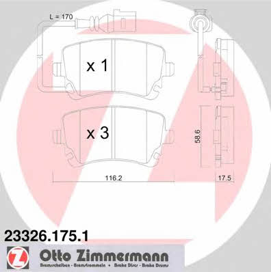 Otto Zimmermann 23326.175.1 Brake Pad Set, disc brake 233261751: Buy near me in Poland at 2407.PL - Good price!