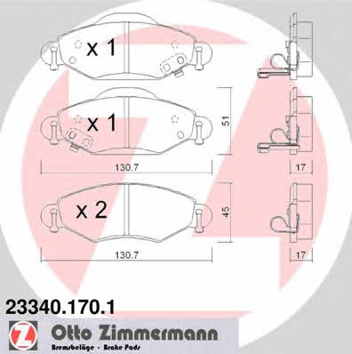 Otto Zimmermann 23340.170.1 Тормозные колодки дисковые, комплект 233401701: Отличная цена - Купить в Польше на 2407.PL!