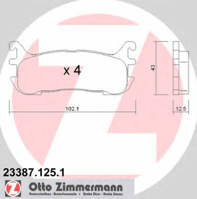 Otto Zimmermann 23387.125.1 Гальмівні колодки, комплект 233871251: Купити у Польщі - Добра ціна на 2407.PL!