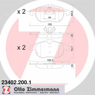 Otto Zimmermann 23402.200.1 Brake Pad Set, disc brake 234022001: Buy near me at 2407.PL in Poland at an Affordable price!