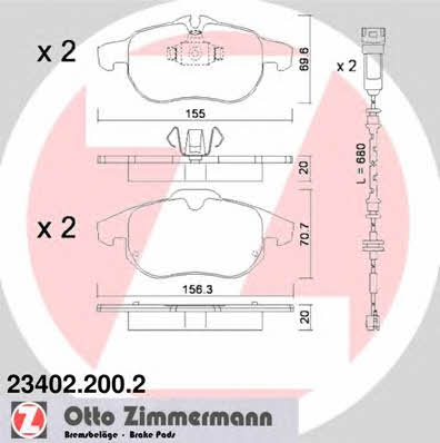 Otto Zimmermann 23402.200.2 Тормозные колодки дисковые, комплект 234022002: Отличная цена - Купить в Польше на 2407.PL!