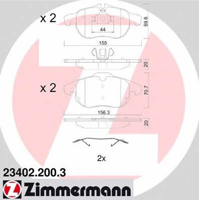 Otto Zimmermann 23402.200.3 Тормозные колодки дисковые, комплект 234022003: Отличная цена - Купить в Польше на 2407.PL!