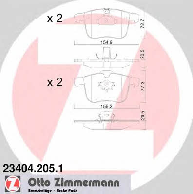 Otto Zimmermann 23404.205.1 Тормозные колодки дисковые, комплект 234042051: Отличная цена - Купить в Польше на 2407.PL!