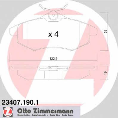 Otto Zimmermann 23407.190.1 Brake Pad Set, disc brake 234071901: Buy near me in Poland at 2407.PL - Good price!