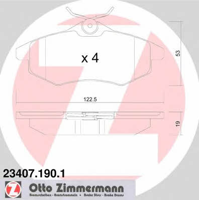 Otto Zimmermann 23407.190.1 Klocki hamulcowe, zestaw 234071901: Atrakcyjna cena w Polsce na 2407.PL - Zamów teraz!