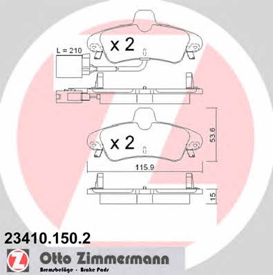 Otto Zimmermann 23410.150.2 Тормозные колодки дисковые, комплект 234101502: Отличная цена - Купить в Польше на 2407.PL!
