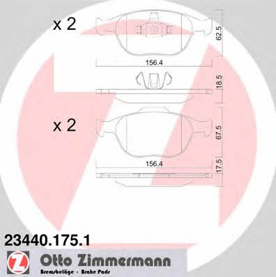 Otto Zimmermann 23440.175.1 Тормозные колодки дисковые, комплект 234401751: Отличная цена - Купить в Польше на 2407.PL!