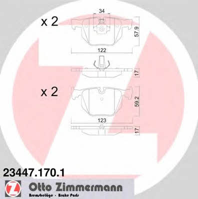 Otto Zimmermann 23447.170.1 Гальмівні колодки, комплект 234471701: Приваблива ціна - Купити у Польщі на 2407.PL!