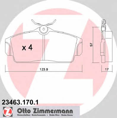 Otto Zimmermann 23463.170.1 Гальмівні колодки, комплект 234631701: Приваблива ціна - Купити у Польщі на 2407.PL!
