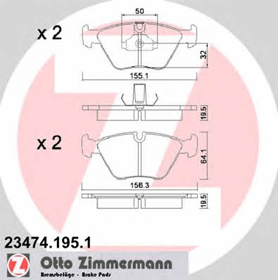 Otto Zimmermann 23474.195.1 Brake Pad Set, disc brake 234741951: Buy near me in Poland at 2407.PL - Good price!