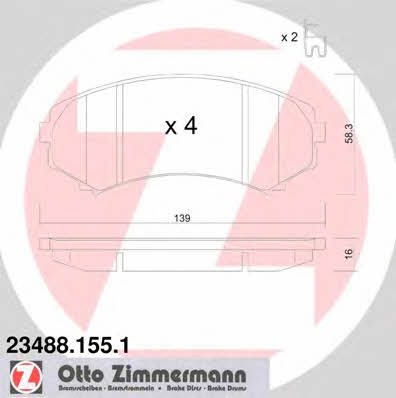 Otto Zimmermann 23488.155.1 Тормозные колодки дисковые, комплект 234881551: Отличная цена - Купить в Польше на 2407.PL!