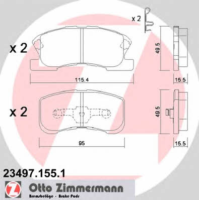 Otto Zimmermann 23497.155.1 Тормозные колодки дисковые, комплект 234971551: Отличная цена - Купить в Польше на 2407.PL!