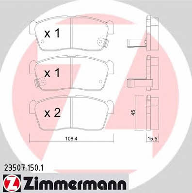 Otto Zimmermann 23507.150.1 Brake Pad Set, disc brake 235071501: Buy near me at 2407.PL in Poland at an Affordable price!