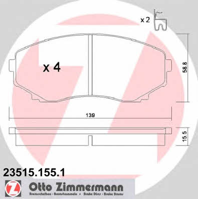 Otto Zimmermann 23515.155.1 Гальмівні колодки, комплект 235151551: Приваблива ціна - Купити у Польщі на 2407.PL!