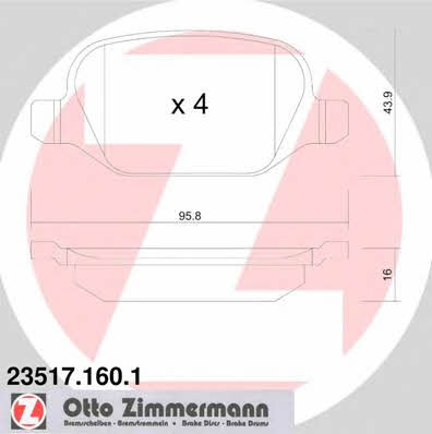 Otto Zimmermann 23517.160.1 Brake Pad Set, disc brake 235171601: Buy near me in Poland at 2407.PL - Good price!