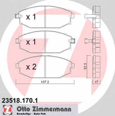 Otto Zimmermann 23518.170.1 Тормозные колодки дисковые, комплект 235181701: Отличная цена - Купить в Польше на 2407.PL!