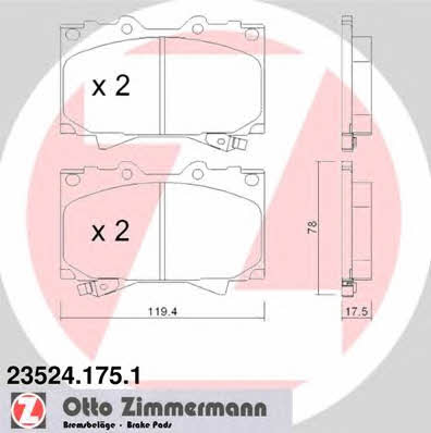Otto Zimmermann 23524.175.1 Brake Pad Set, disc brake 235241751: Buy near me in Poland at 2407.PL - Good price!