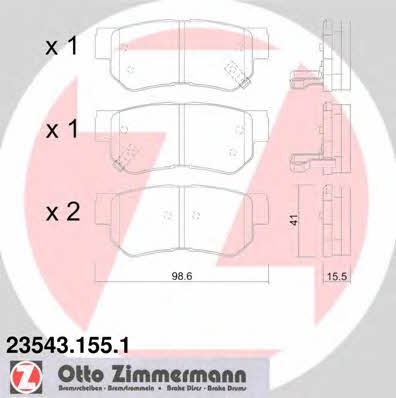 Otto Zimmermann 23543.155.1 Brake Pad Set, disc brake 235431551: Buy near me at 2407.PL in Poland at an Affordable price!