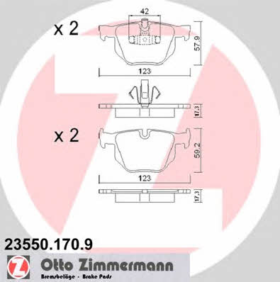Otto Zimmermann 23550.170.9 Тормозные колодки дисковые, комплект 235501709: Отличная цена - Купить в Польше на 2407.PL!