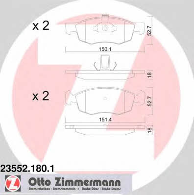 Otto Zimmermann 23552.180.1 Тормозные колодки дисковые, комплект 235521801: Отличная цена - Купить в Польше на 2407.PL!