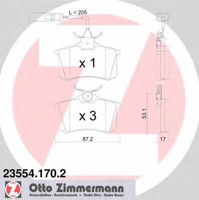 Otto Zimmermann 23554.170.2 Тормозные колодки дисковые, комплект 235541702: Отличная цена - Купить в Польше на 2407.PL!