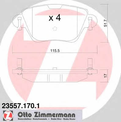 Otto Zimmermann 23557.170.1 Тормозные колодки дисковые, комплект 235571701: Отличная цена - Купить в Польше на 2407.PL!