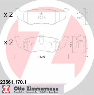 Otto Zimmermann 23561.170.1 Тормозные колодки дисковые, комплект 235611701: Отличная цена - Купить в Польше на 2407.PL!