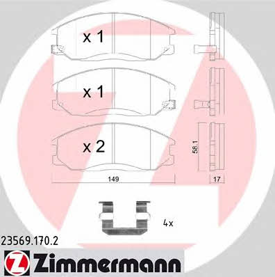 Otto Zimmermann 23569.170.2 Brake Pad Set, disc brake 235691702: Buy near me in Poland at 2407.PL - Good price!
