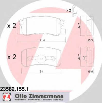 Otto Zimmermann 23582.155.1 Тормозные колодки дисковые, комплект 235821551: Отличная цена - Купить в Польше на 2407.PL!