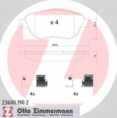 Otto Zimmermann 23600.190.2 Тормозные колодки дисковые, комплект 236001902: Отличная цена - Купить в Польше на 2407.PL!
